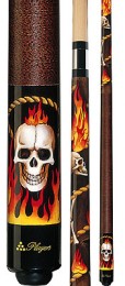 Two Piece Cues - Flaming Cowboy Skull - Players