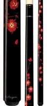 Players - Midnight Black w/ Red Cherry Blossoms - Two Piece Cues