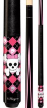 Two Piece Cues - Pink and Black Argyle with Skulls - Players