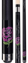 Two Piece Cues - Hot Pink Glitter Rose w/ Metallic Flames - Players