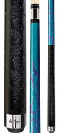 Two Piece Cues - Teal Kandy w/ Purple Chunky Glitter Flames - Players