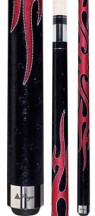 Players - Black Ostrich w/ Red Embroidered Flames - Two Piece Cues